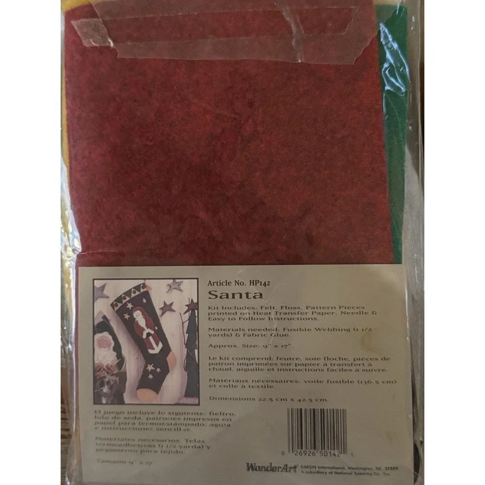 NIP Hodge Podge Felt Applique Embroidery Santa Christmas Stocking Craft Kit